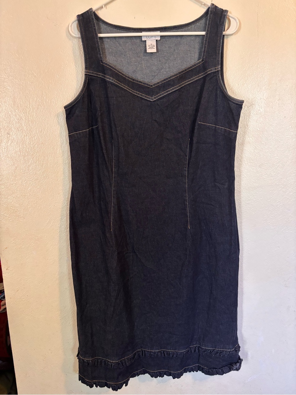 LOFT Dark Denim Sleeveless Shift Dress Sz 14